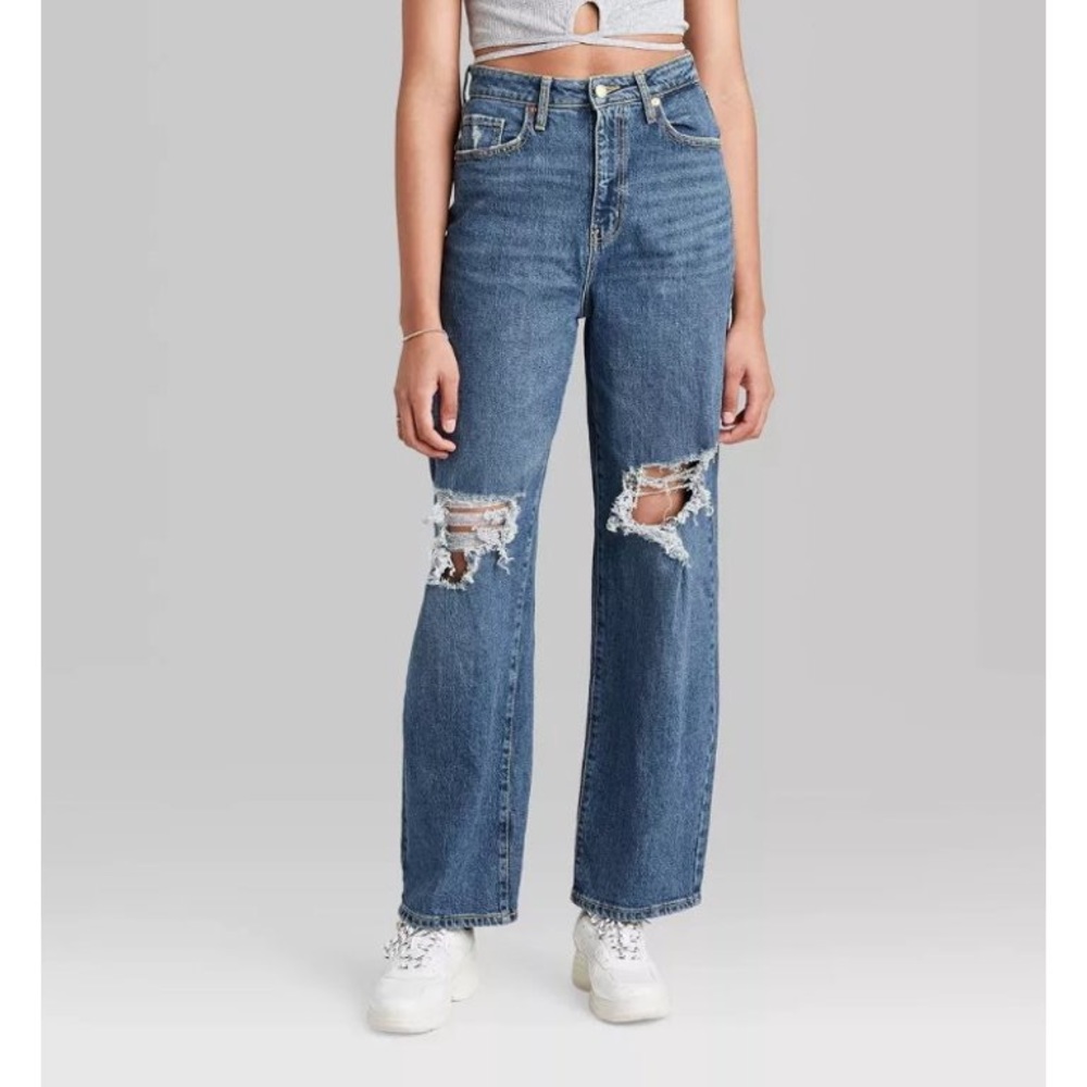Wild Fable™ Women's Super-High Rise Distressed Baggy Jeans Women’s Size 0 NWT
